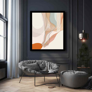 Soft neutral figurative line art canvas for modern bedroom and bathroom decor.