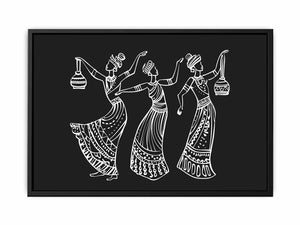 Black and white cultural dance line art canvas for refined hallway or living room decor.