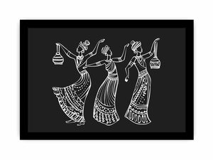 Black and white cultural dance line art canvas for refined hallway or living room decor.