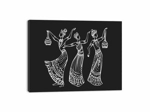 Black and white cultural dance line art canvas for refined hallway or living room decor.