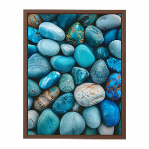 Turquoise blue stone photography canvas for serene bathroom or bedroom wall decor.