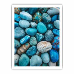 Turquoise blue stone photography canvas for serene bathroom or bedroom wall decor.