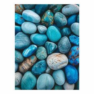 Turquoise blue stone photography canvas for serene bathroom or bedroom wall decor.
