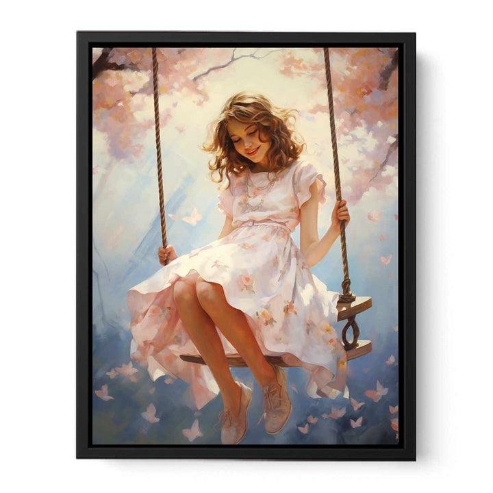 Beautiful Swinging Girl Painting  canvas Print