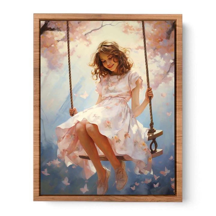 Beautiful Swinging Girl Painting  