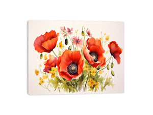 Scarlet Meadow Bloom watercolor red poppy flowers for modern home decor.