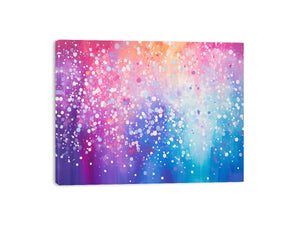 Colorful abstract sparkle canvas art for cheerful modern living room decor.