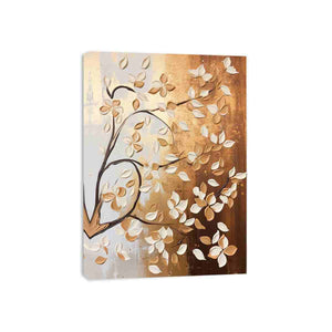 Neutral blossom branch canvas art for elegant bedroom and entryway decor.