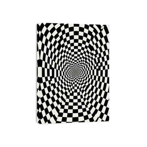 Black and white checkerboard illusion canvas art for modern office or hallway decor.
