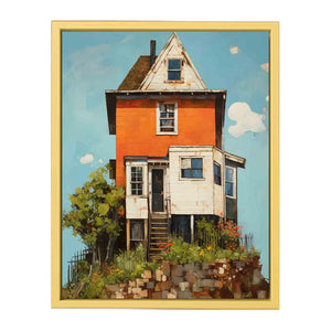 vinatge House On Top Art framed Print