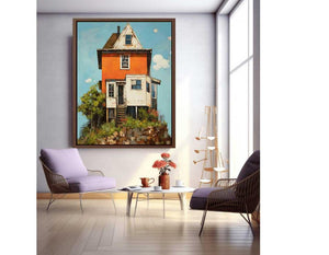 vinatge House On Top Art Print