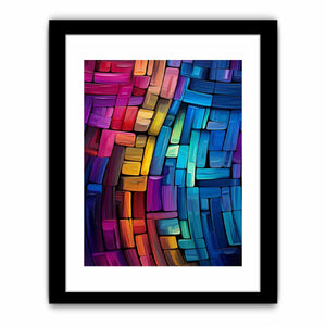 Colorful abstract block canvas art for creative office or modern living room decor.