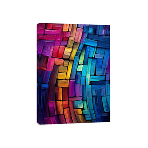 Colorful abstract block canvas art for creative office or modern living room decor.
