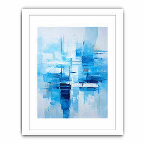 Blue and white abstract canvas art for serene bedroom, office, or coastal modern decor.