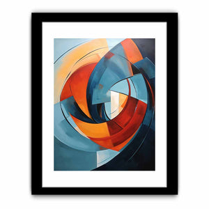 Teal and orange circular abstract canvas art for modern living room statement decor.