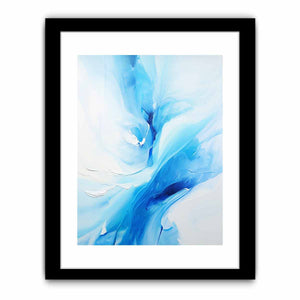 Soft blue abstract floral canvas art for serene bedroom or bathroom wall decor.