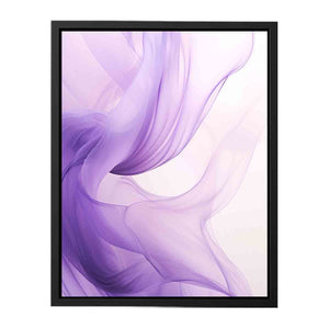 Lavender abstract canvas art with soft flowing forms for calm bedroom decor.