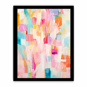 Pastel abstract floral canvas art with soft pink and aqua tones for bright home decor.