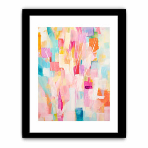 Pastel abstract floral canvas art with soft pink and aqua tones for bright home decor.