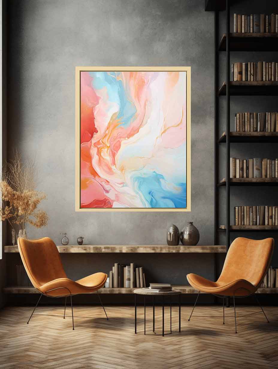 Peach Tide Abstract canvas art for modern room decor.