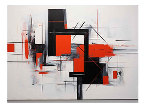 Crimson Grid Form canvas art for modern room decor.