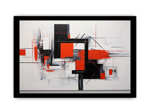 Crimson Grid Form canvas art for modern room decor.