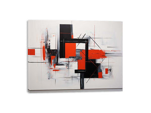 Crimson Grid Form canvas art for modern room decor.