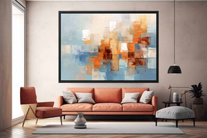 Soft City Reflections canvas art for modern room decor.