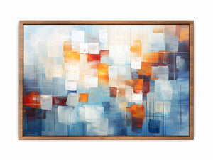 Orange Brown Abstract Squares Painting