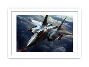 Dramatic fighter jet canvas art for modern office or man cave wall decor.