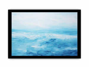 Blue Horizon minimal ocean horizon abstract art for modern bedroom decor.