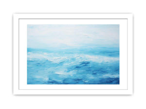 Blue Horizon minimal ocean horizon abstract art for modern bedroom decor.