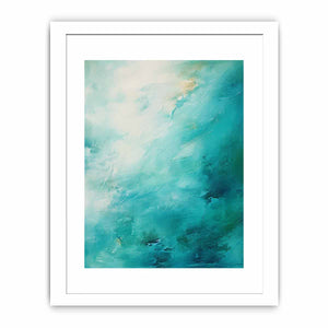 Turquoise abstract ocean canvas art for calm bedroom wall decor.