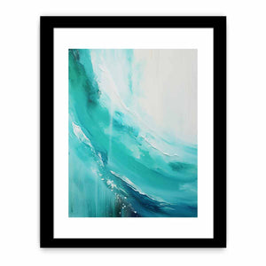 Teal abstract coastal canvas art with fluid curves for modern bedroom decor.