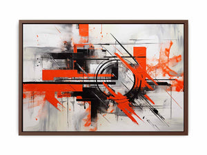 Red black geometric abstract canvas art for bold modern office decor.