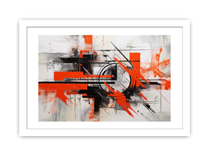 Red black geometric abstract canvas art for bold modern office decor.
