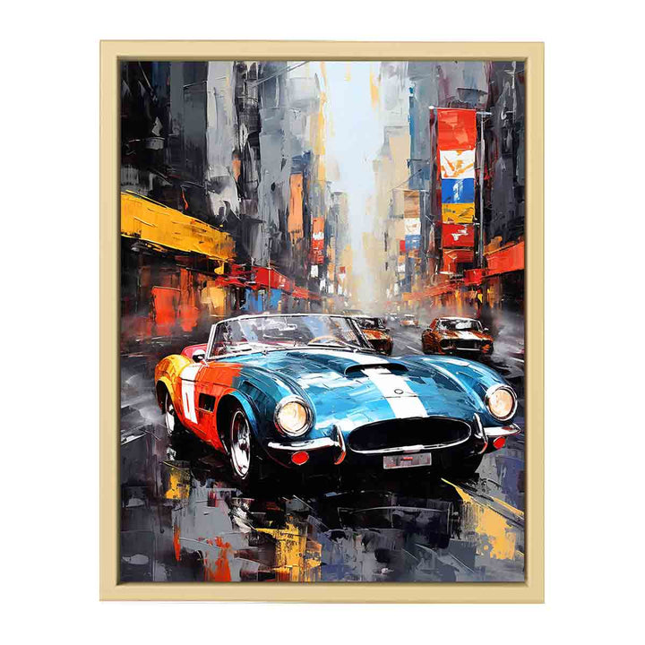 New York Street Car Painting framed Print