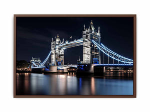 London Tower Bridge night canvas photography for elegant office wall decor.