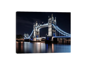 London Tower Bridge night canvas photography for elegant office wall decor.