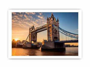 Sunset Tower Bridge canvas art for modern living room decor.
