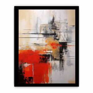 Red abstract canvas art for modern office and entryway decor.