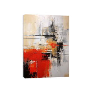 Red abstract canvas art for modern office and entryway decor.