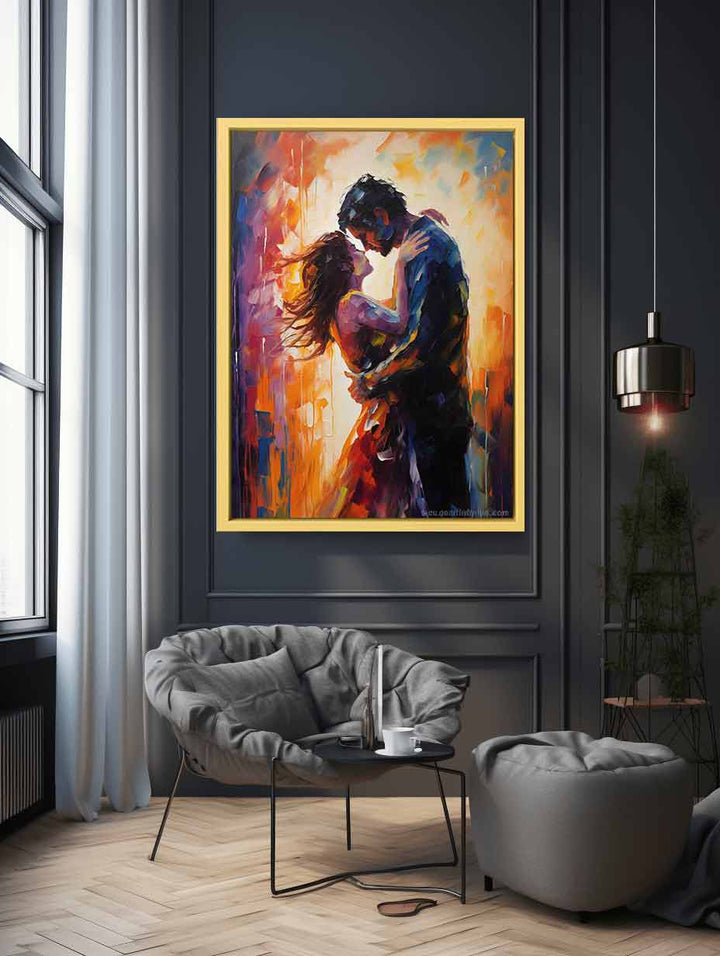 Modern The kiss Painting Inspired Art Print