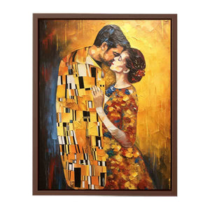 Gold romantic couple canvas art for elegant bedroom decor.