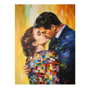 Colorful romantic couple canvas art for modern bedroom decor.
