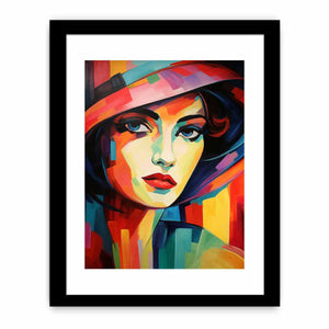 Bold fauvist woman portrait canvas art for dressing room decor.