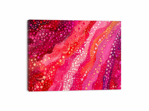 Pink abstract flow canvas art for bright bedroom decor.