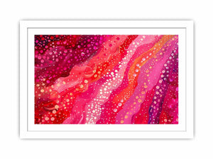 Pink abstract flow canvas art for bright bedroom decor.