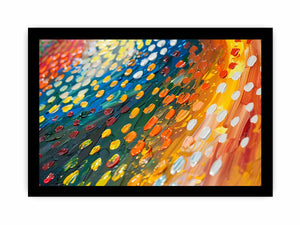 Colorful abstract impasto canvas art for modern living room decor.