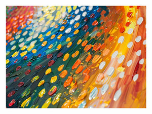 Colorful abstract impasto canvas art for modern living room decor.